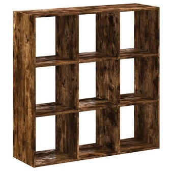 Boekenkast 102x32x102 cm bewerkt hout gerookt eikenkleurig 2