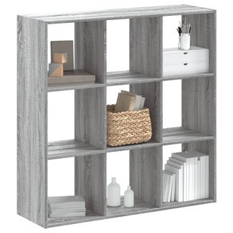 Boekenkast 102x32x102 cm bewerkt hout grijs sonoma eikenkleurig 1