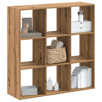 Boekenkast 102x32x102 cm bewerkt hout artisanaal eikenkleurig 1