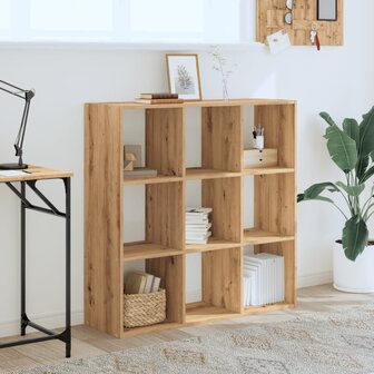 Boekenkast 102x32x102 cm bewerkt hout artisanaal eikenkleurig 3