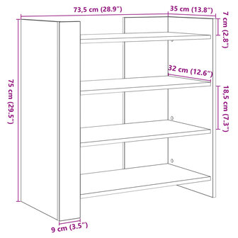 Dressoir 73,5x35x75 cm bewerkt hout wit 10