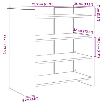 Dressoir 73,5x35x75 cm bewerkt hout gerookt eikenkleurig 10