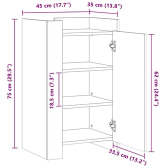 Dressoir 45x35x75 cm bewerkt hout wit 11