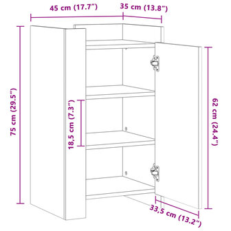 Dressoir 45x35x75 cm bewerkt hout betongrijs 11