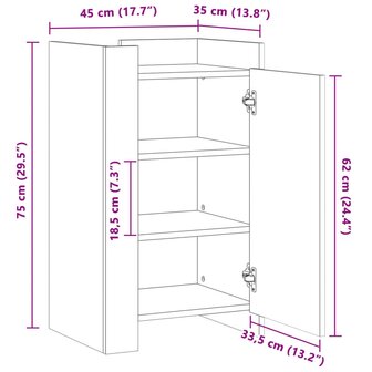 Dressoir 45x35x75 cm bewerkt hout gerookt eikenkleurig 11