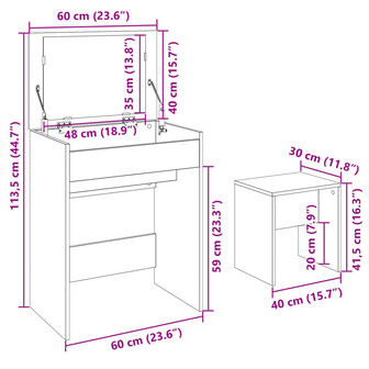 Kaptafel met krukje 60x40x113,5 cm grijs sonoma 11