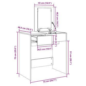 Kaptafel met spiegel 73x46,5x120 cm zwart 11