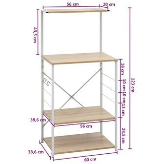 Magnetronkast 60x39,6x123 cm bewerkt hout wit en eikenkleurig 8