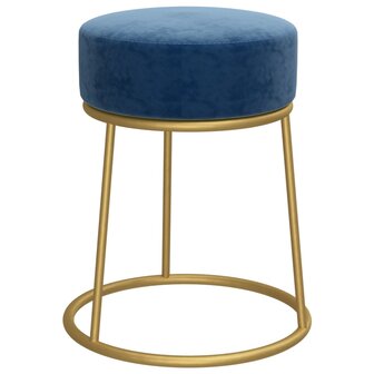 Hocker rond fluweel blauw 3