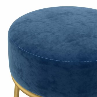 Hocker rond fluweel blauw 4