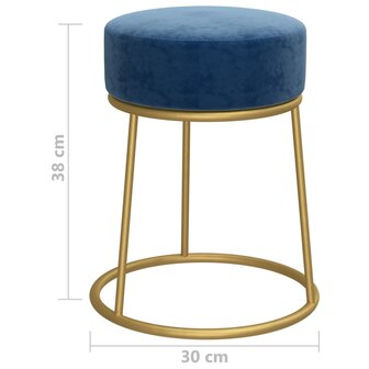 Hocker rond fluweel blauw 6