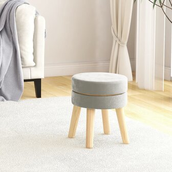 Hocker rond fluweel lichtgrijs 1