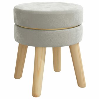 Hocker rond fluweel lichtgrijs 2