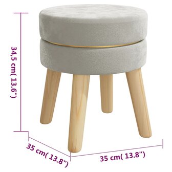 Hocker rond fluweel lichtgrijs 6