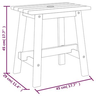 Kruk 45x29x45 cm rechthoekig massief acaciahout 7