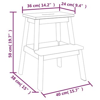 Kruk 2-staps 40x38x50 cm massief acaciahout 8