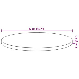 Tafelblad rond &Oslash; 40x2 cm massief acaciahout 9