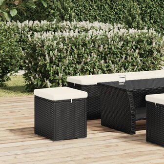 Hocker met kussen 40x30x40 cm poly rattan zwart 1