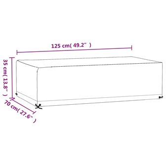 Tuinmeubelhoezen 2 st 8 oogjes rechthoekig 125x70x35 cm 10