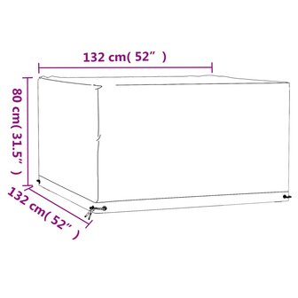 Tuinmeubelhoezen 2 st 8 ogen vierkant 132x132x80 cm 10