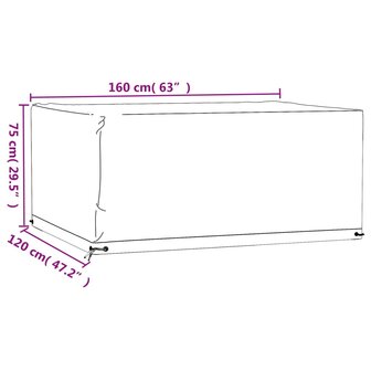 Tuinmeubelhoezen 2 st 8 oogjes rechthoekig 160x120x75 cm 10