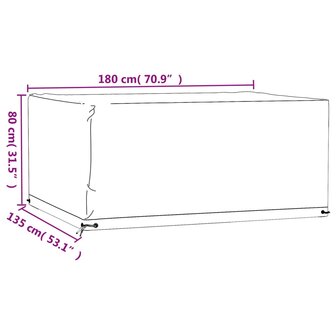 Tuinmeubelhoezen 2 st 8 oogjes rechthoekig 180x135x80 cm 10