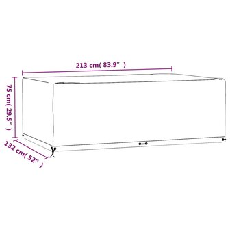 Tuinmeubelhoezen 2 st 12 oogjes rechthoekig 213x132x75 cm 10