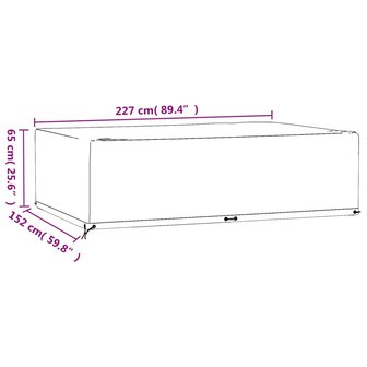 Tuinmeubelhoezen 2 st 12 oogjes rechthoekig 227x152x65 cm 10