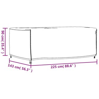 Tuinmeubelhoes waterdicht 420D 225x143x90 cm zwart 12