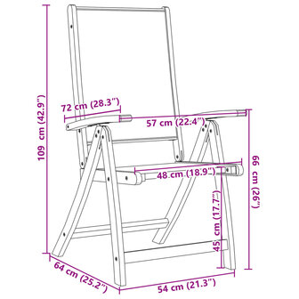 Tuinstoelen inklapbaar 2 st massief acaciahout en textileen 11