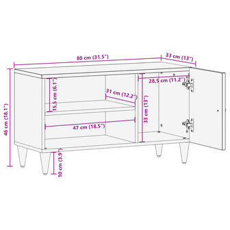 Tv-meubel 80x33x46 cm massief mangohout 12