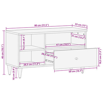 Tv-meubel 80x33x46 cm massief mangohout 12