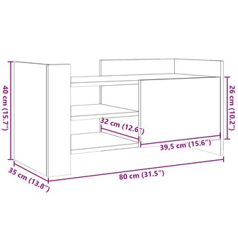 Tv-meubel 80x35x40 cm bewerkt hout wit 11