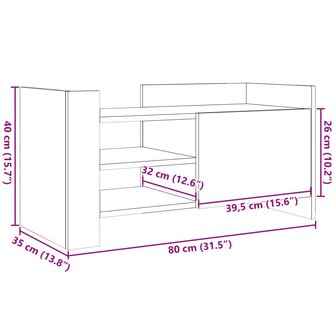 Tv-meubel 80x35x40 cm bewerkt hout grijs sonoma eikenkleurig 11