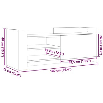 Tv-meubel 100x35x40 cm bewerkt hout wit 11