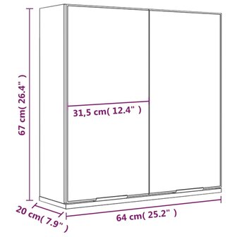 Badkamerkast met spiegel 64x20x67 cm hoogglans wit 10