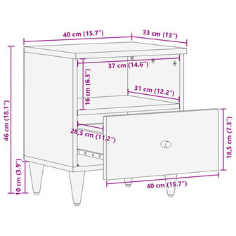 Nachtkastjes 2 st 40x33x46 cm massief mangohout 12