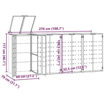 Containerberging voor 4 containers 276x79x117 cm staal grijs 11