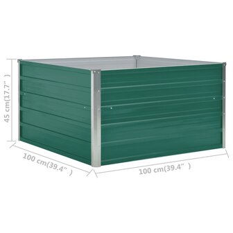 Plantenbak verhoogd 100x100x45 cm gegalvaniseerd staal groen 6