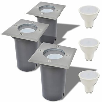 LED-Grondspots buiten 3 stuks vierkant 1