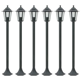 Paalverlichting voor tuin E27 110 cm aluminium donkergroen 6 st 1