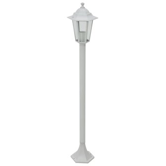 Paalverlichting voor tuin E27 110 cm aluminium wit 6 st 2