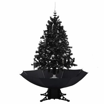 Kerstboom sneeuwend met paraplubasis 140 cm PVC zwart 2