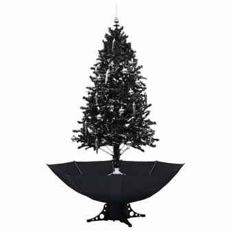 Kerstboom sneeuwend met paraplubasis 190 cm PVC zwart 2