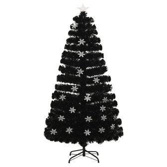 Kerstboom met LED-sneeuwvlokken 120 cm glasvezel zwart 2