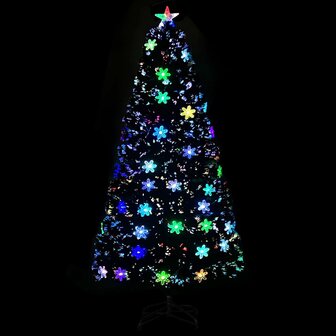 Kerstboom met LED-sneeuwvlokken 120 cm glasvezel zwart 3