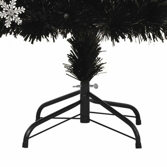 Kerstboom met LED-sneeuwvlokken 120 cm glasvezel zwart 8