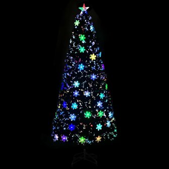 Kerstboom met LED-sneeuwvlokken 210 cm glasvezel zwart 3