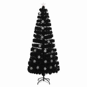 Kerstboom met LED-sneeuwvlokken 240 cm glasvezel zwart 2