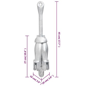 Anker inklapbaar 4 kg smeedijzer zilverkleurig 7